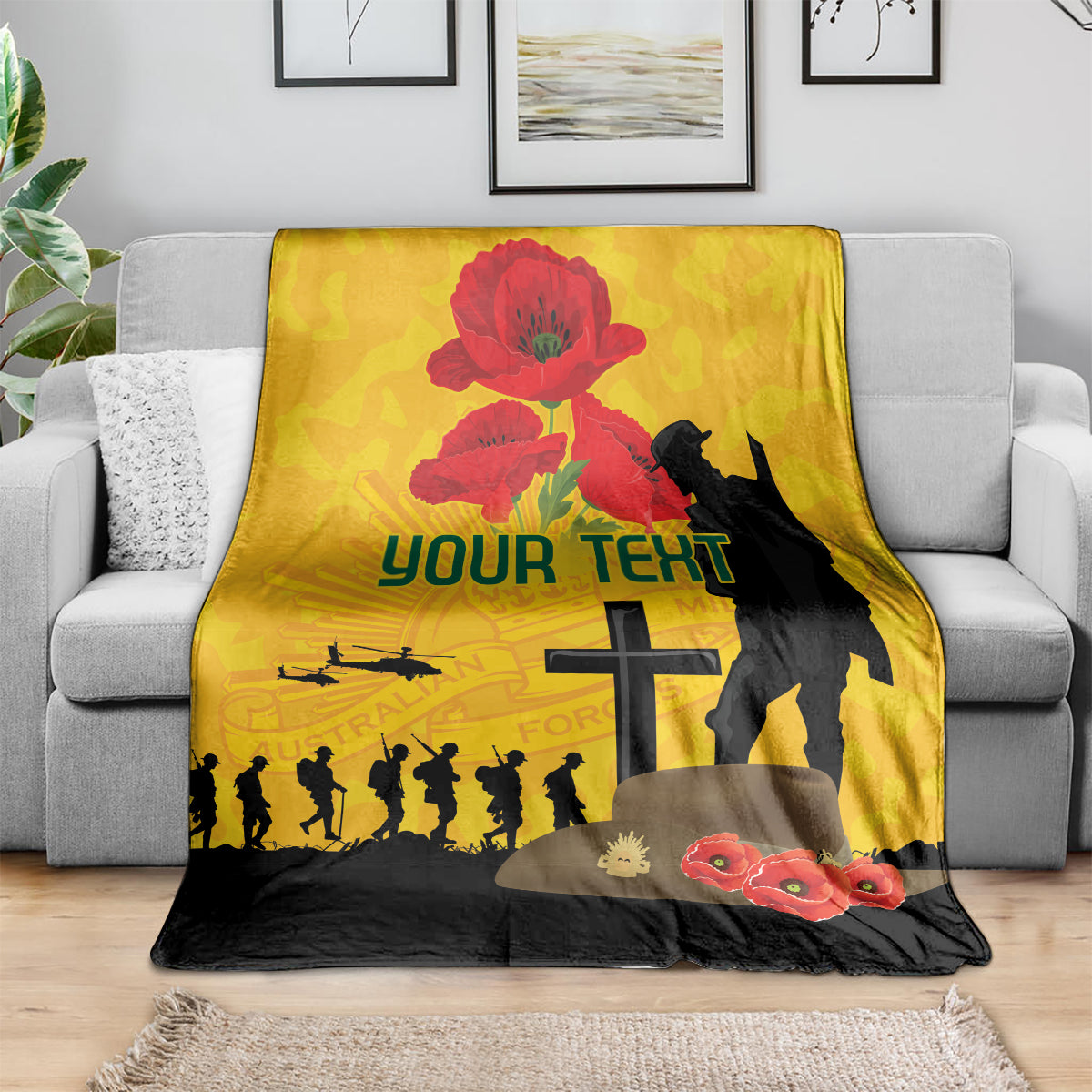 Australia Socceroos Soccer ANZAC Custom Blanket Gallipoli Soldier With Camouflage Art - Vibe Hoodie Shop