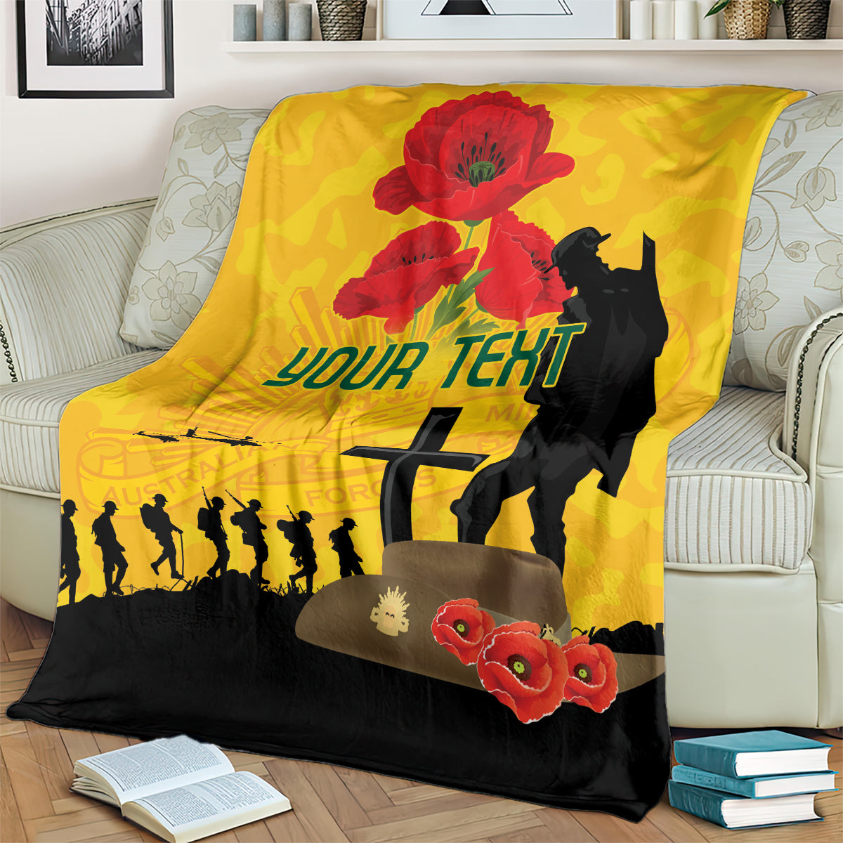 Australia Socceroos Soccer ANZAC Custom Blanket Gallipoli Soldier With Camouflage Art - Vibe Hoodie Shop