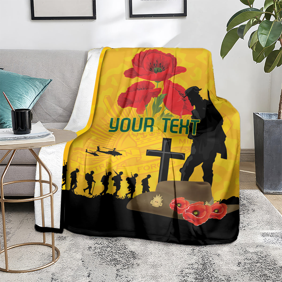 Australia Socceroos Soccer ANZAC Custom Blanket Gallipoli Soldier With Camouflage Art - Vibe Hoodie Shop