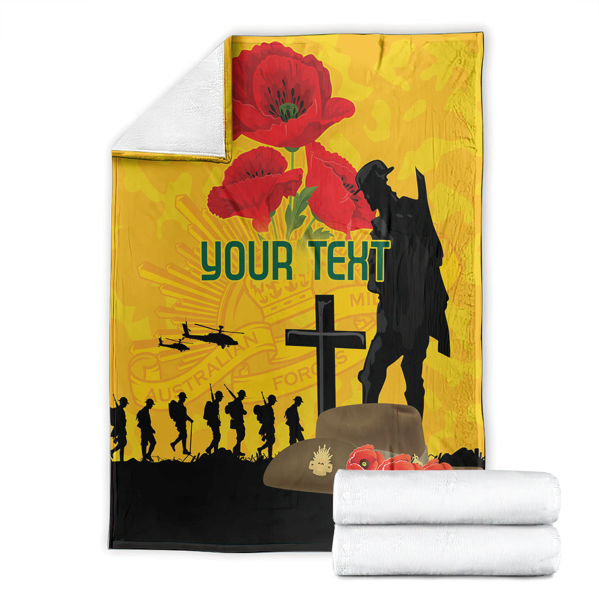 Australia Socceroos Soccer ANZAC Custom Blanket Gallipoli Soldier With Camouflage Art - Vibe Hoodie Shop