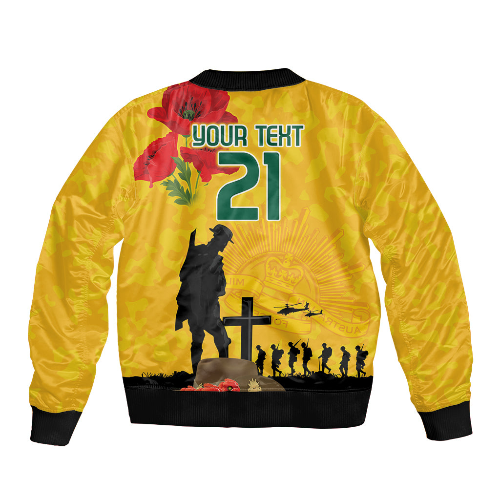 Australia Socceroos Soccer ANZAC Custom Bomber Jacket Gallipoli Soldier With Camouflage Art - Vibe Hoodie Shop