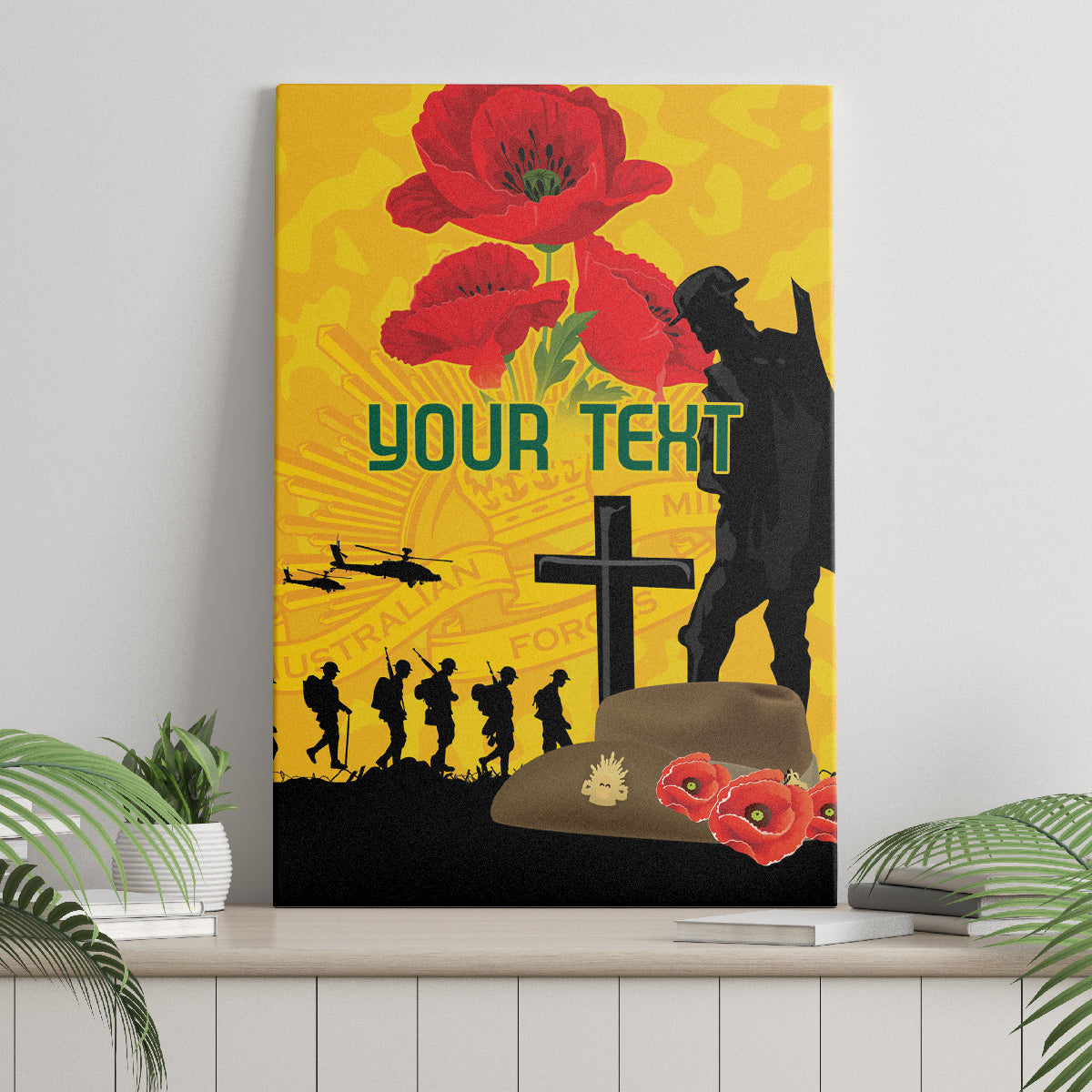 Australia Socceroos Soccer ANZAC Custom Canvas Wall Art Gallipoli Soldier With Camouflage Art