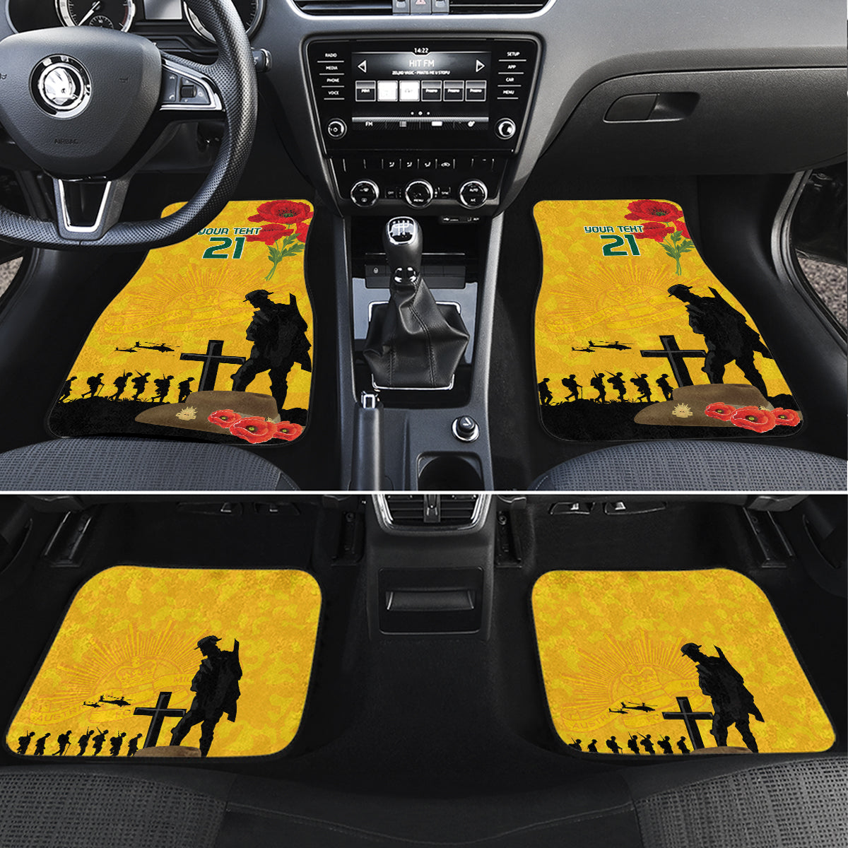 Australia Socceroos Soccer ANZAC Custom Car Mats Gallipoli Soldier With Camouflage Art