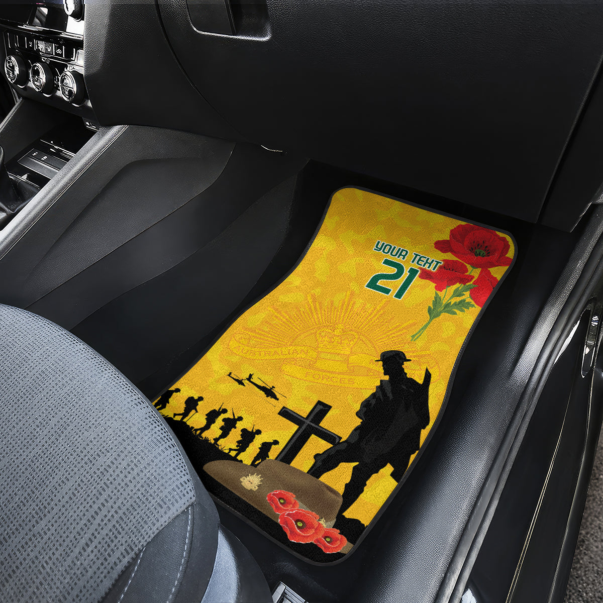 Australia Socceroos Soccer ANZAC Custom Car Mats Gallipoli Soldier With Camouflage Art