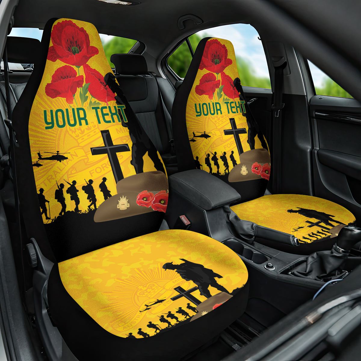 Australia Socceroos Soccer ANZAC Custom Car Seat Cover Gallipoli Soldier With Camouflage Art - Vibe Hoodie Shop