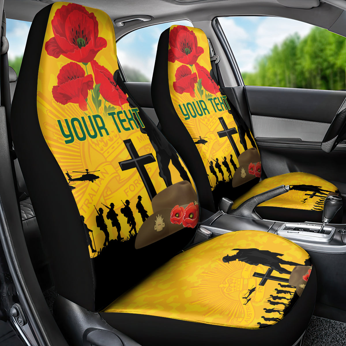 Australia Socceroos Soccer ANZAC Custom Car Seat Cover Gallipoli Soldier With Camouflage Art - Vibe Hoodie Shop