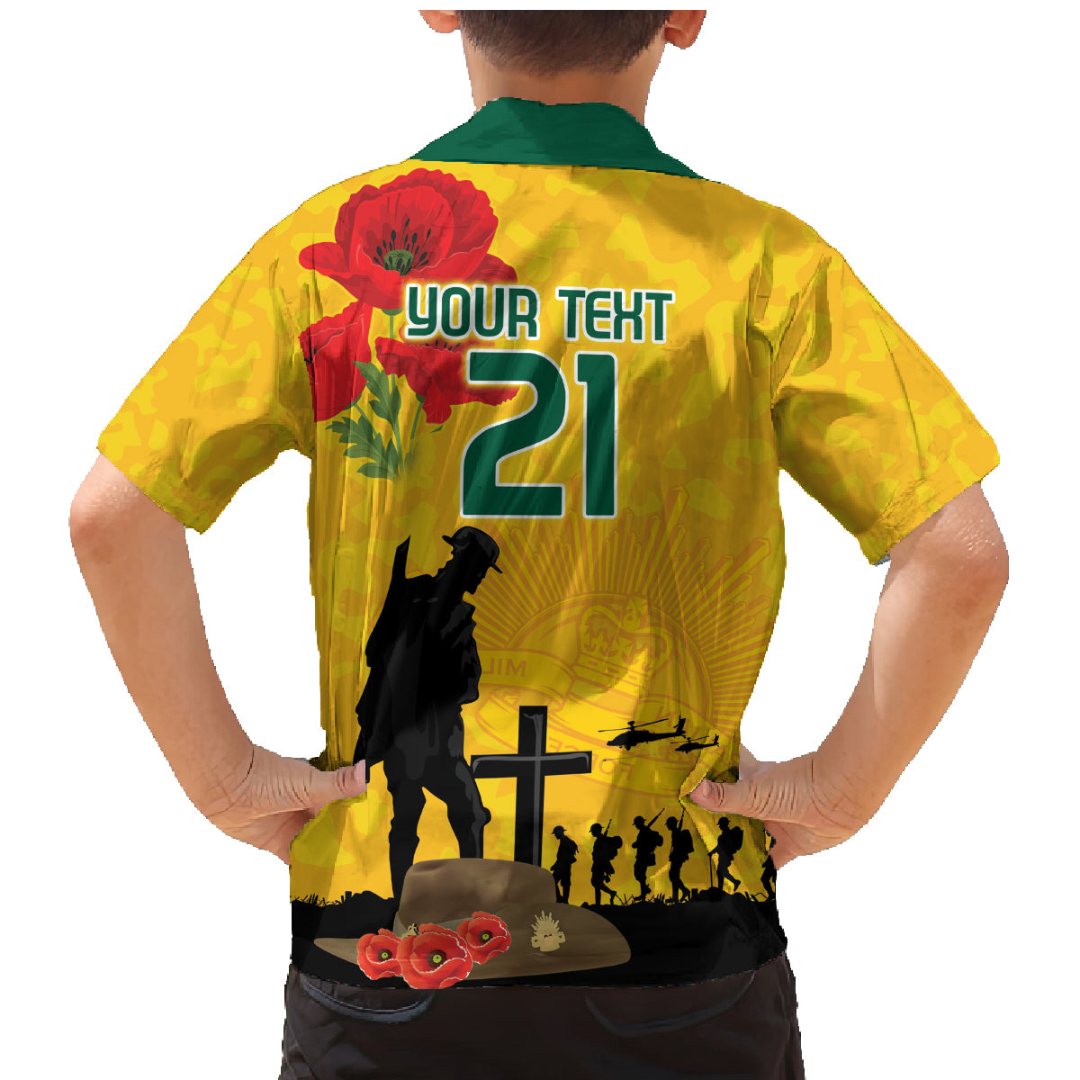 Australia Socceroos Soccer ANZAC Custom Family Matching Mermaid Dress and Hawaiian Shirt Gallipoli Soldier With Camouflage Art