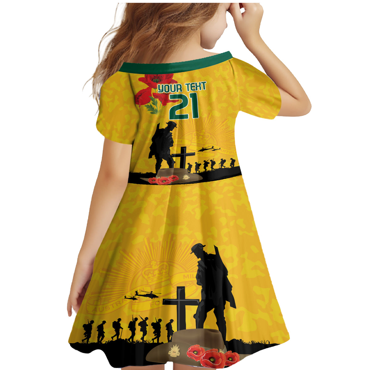 Australia Socceroos Soccer ANZAC Custom Family Matching Mermaid Dress and Hawaiian Shirt Gallipoli Soldier With Camouflage Art