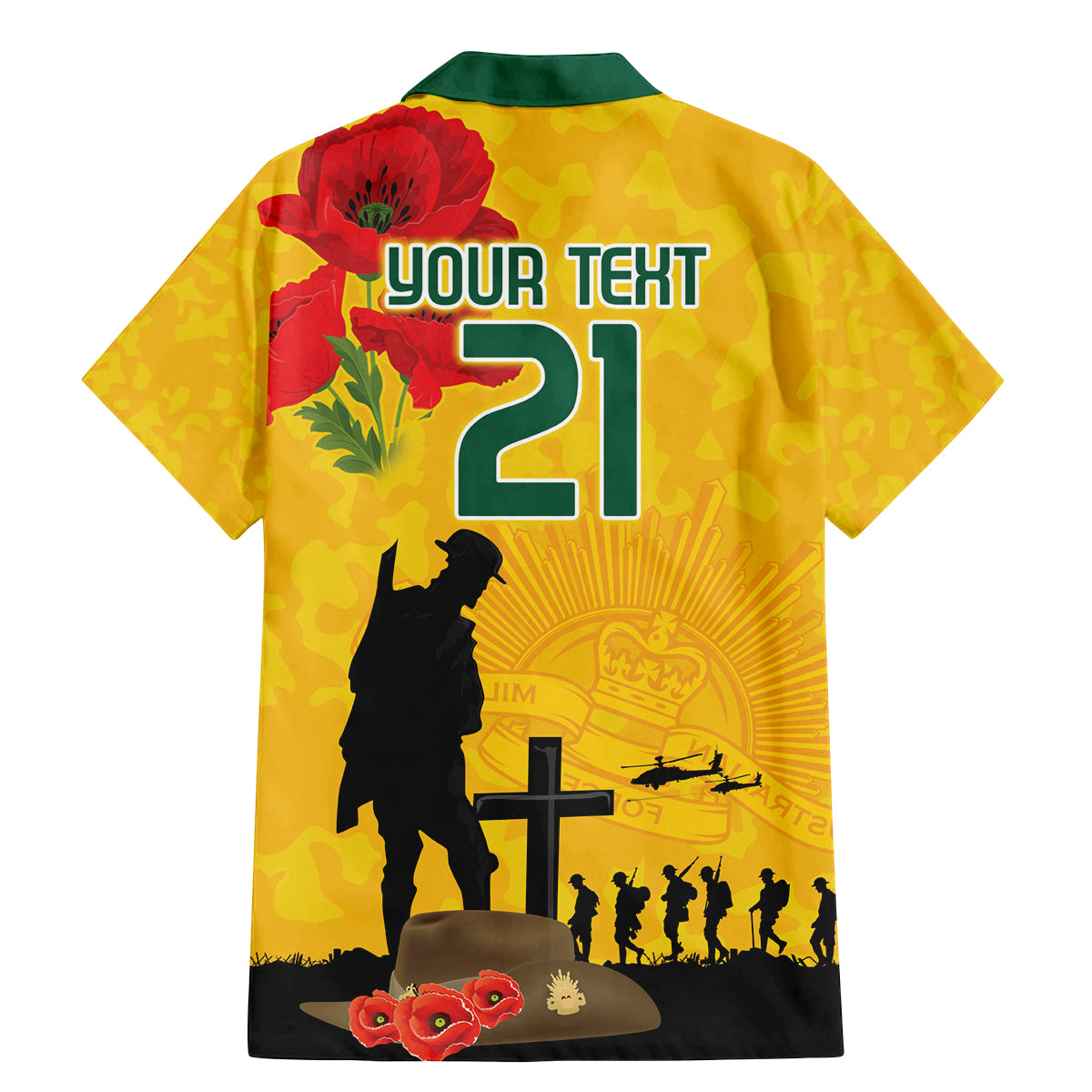 Australia Socceroos Soccer ANZAC Custom Family Matching Mermaid Dress and Hawaiian Shirt Gallipoli Soldier With Camouflage Art