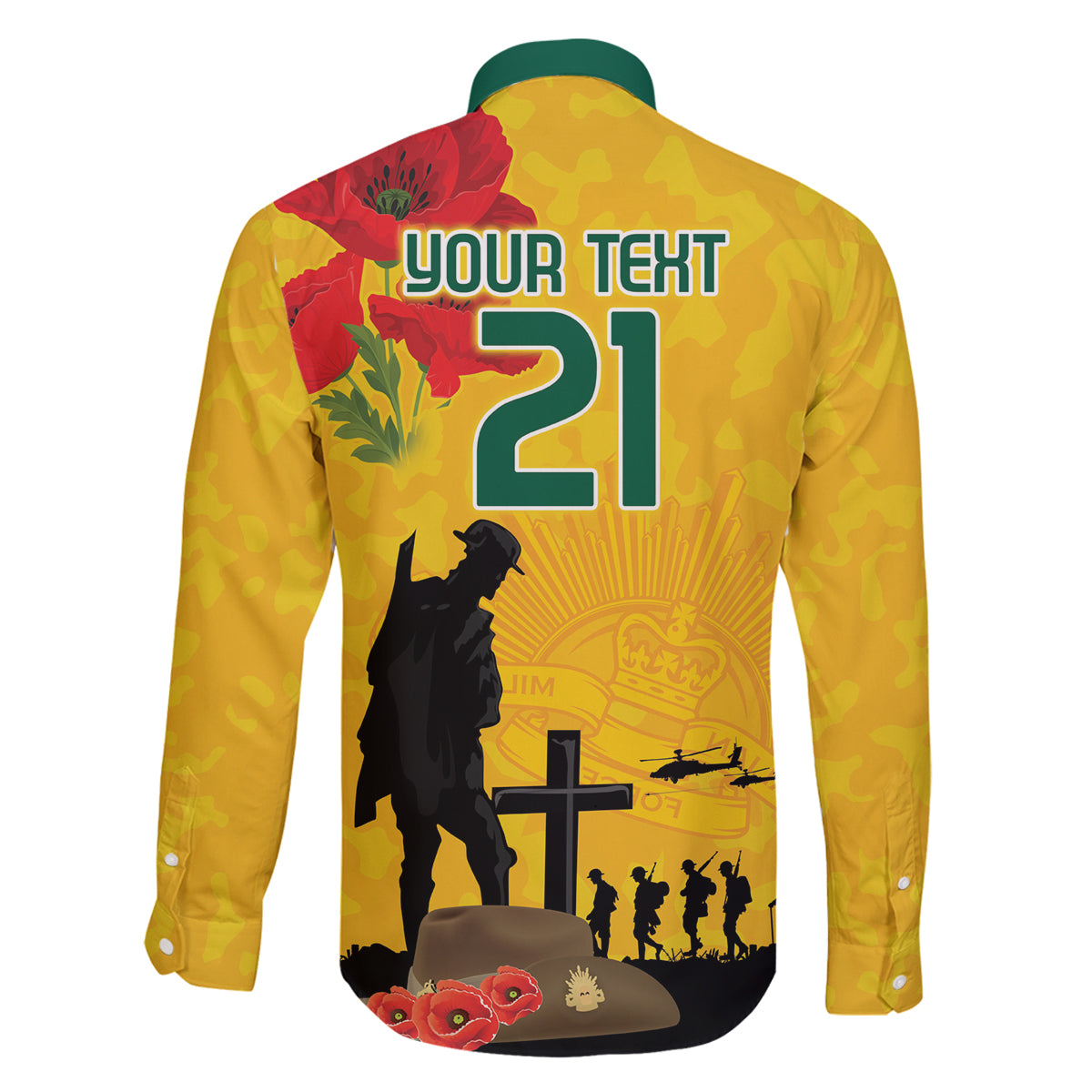 Australia Socceroos Soccer ANZAC Custom Family Matching Mermaid Dress and Hawaiian Shirt Gallipoli Soldier With Camouflage Art