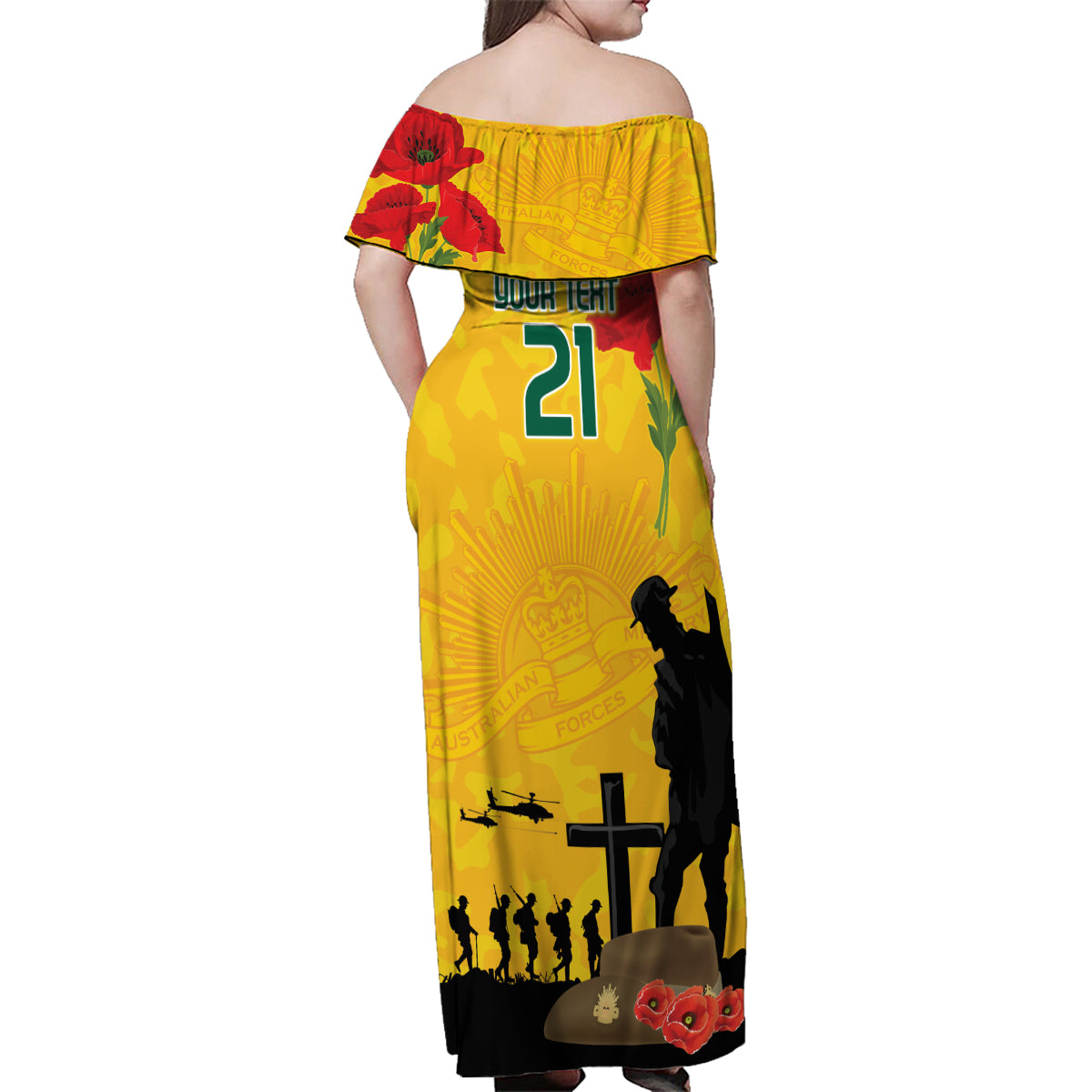 Australia Socceroos Soccer ANZAC Custom Family Matching Off Shoulder Maxi Dress and Hawaiian Shirt Gallipoli Soldier With Camouflage Art