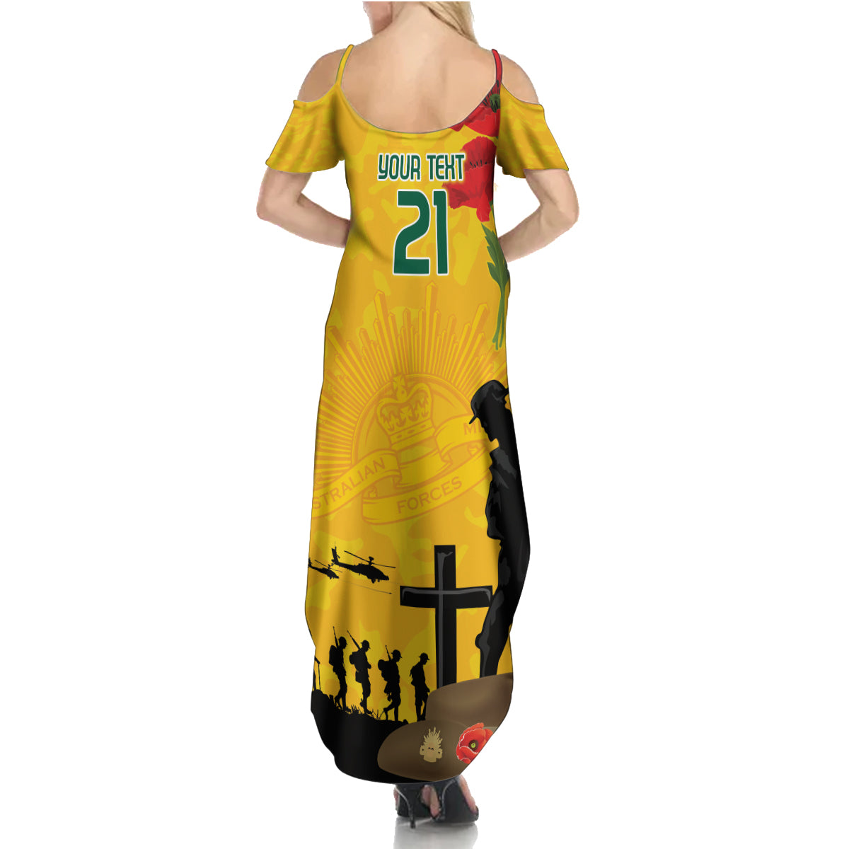 Australia Socceroos Soccer ANZAC Custom Family Matching Summer Maxi Dress and Hawaiian Shirt Gallipoli Soldier With Camouflage Art