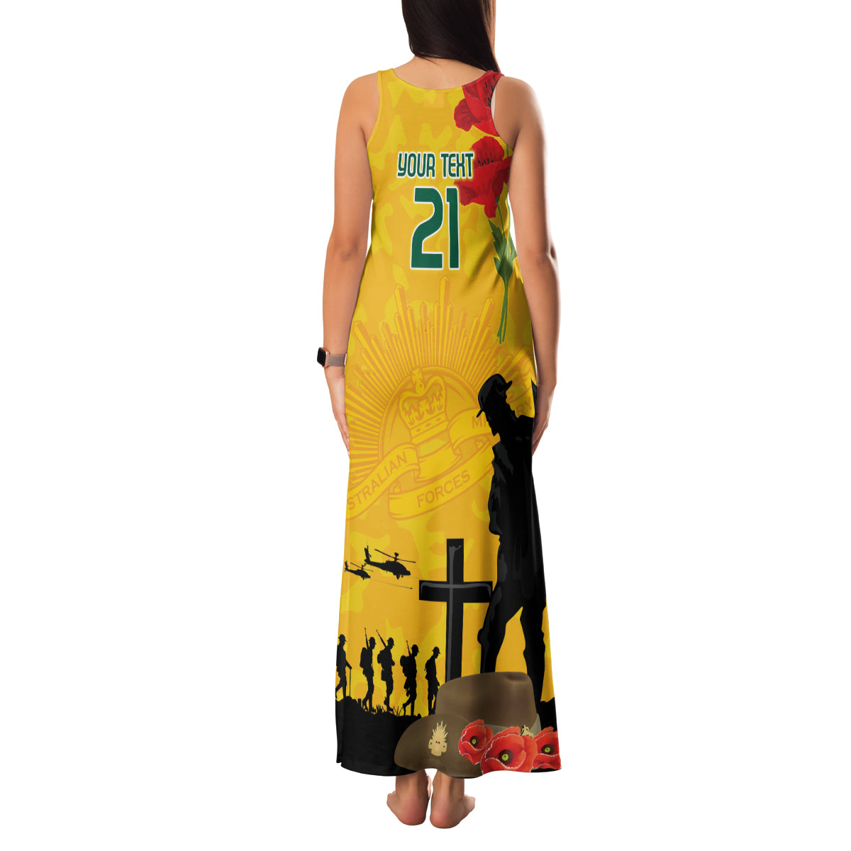 Australia Socceroos Soccer ANZAC Custom Family Matching Tank Maxi Dress and Hawaiian Shirt Gallipoli Soldier With Camouflage Art