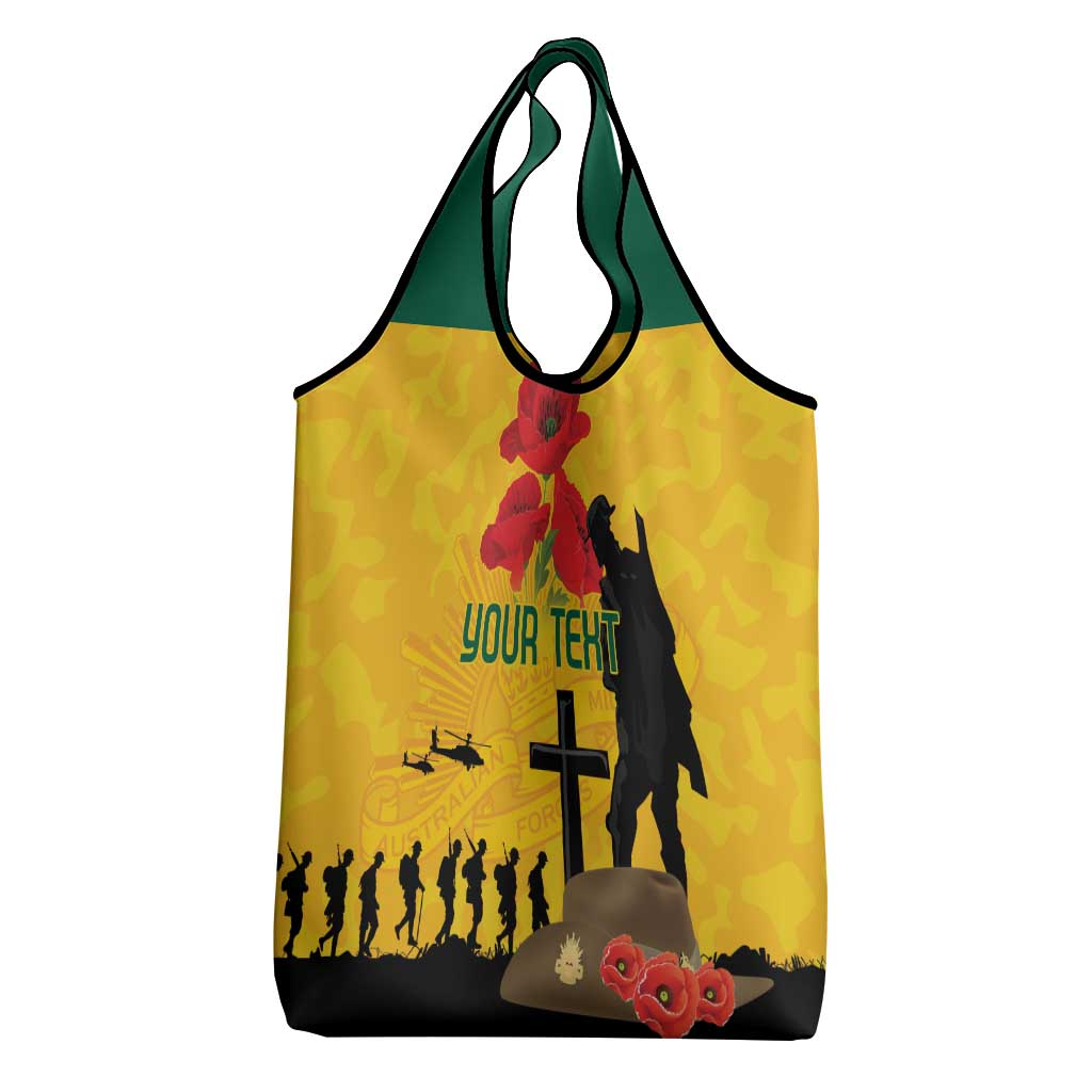 Australia Socceroos Soccer ANZAC Custom Grocery Bag Gallipoli Soldier With Camouflage Art