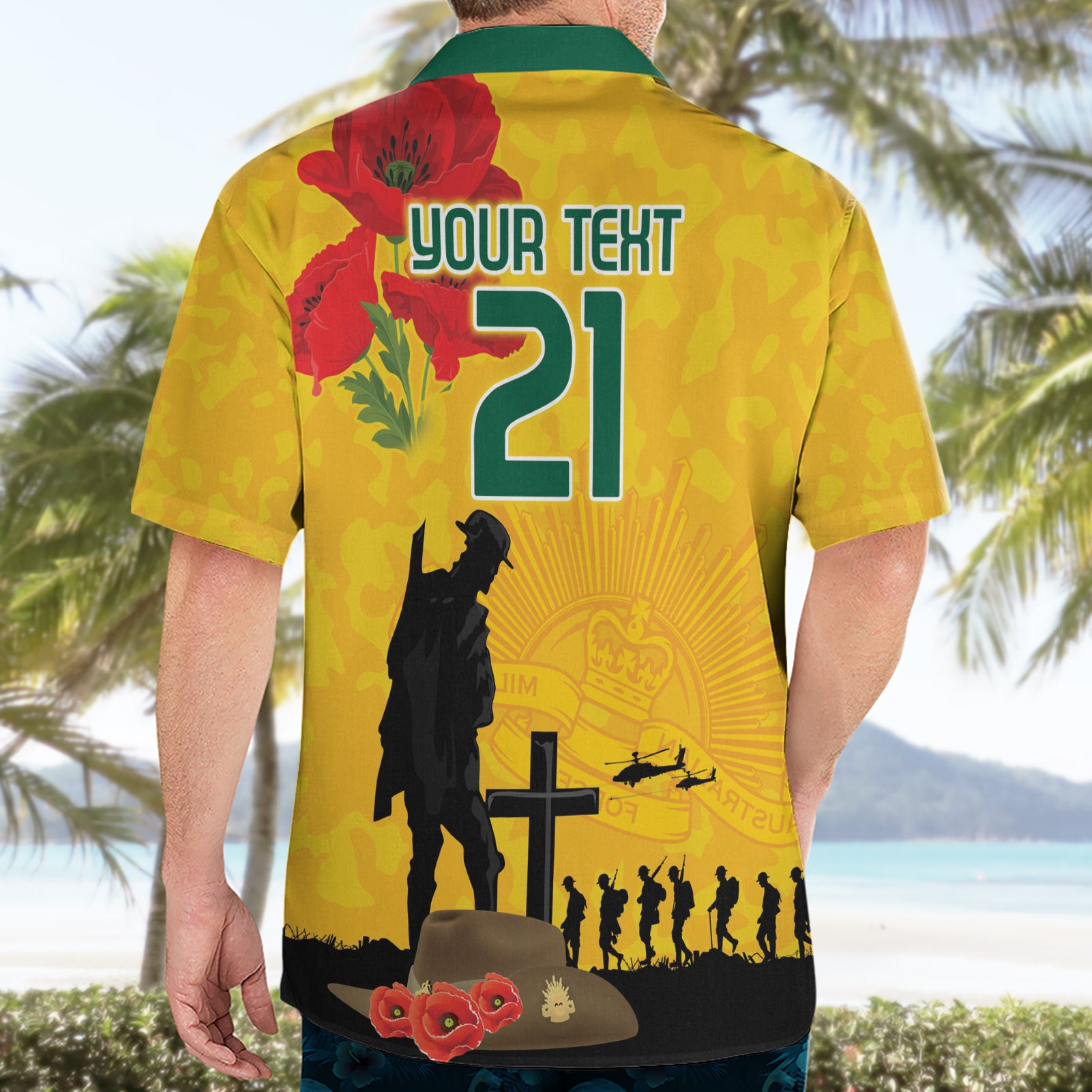 Australia Socceroos Soccer ANZAC Custom Hawaiian Shirt Gallipoli Soldier With Camouflage Art - Vibe Hoodie Shop