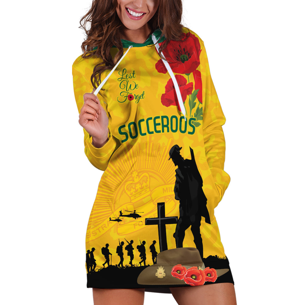 Australia Socceroos Soccer ANZAC Custom Hoodie Dress Gallipoli Soldier With Camouflage Art - Vibe Hoodie Shop