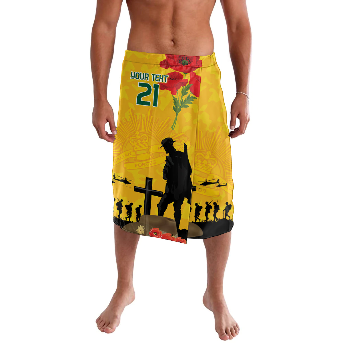 Australia Socceroos Soccer ANZAC Custom Lavalava Gallipoli Soldier With Camouflage Art