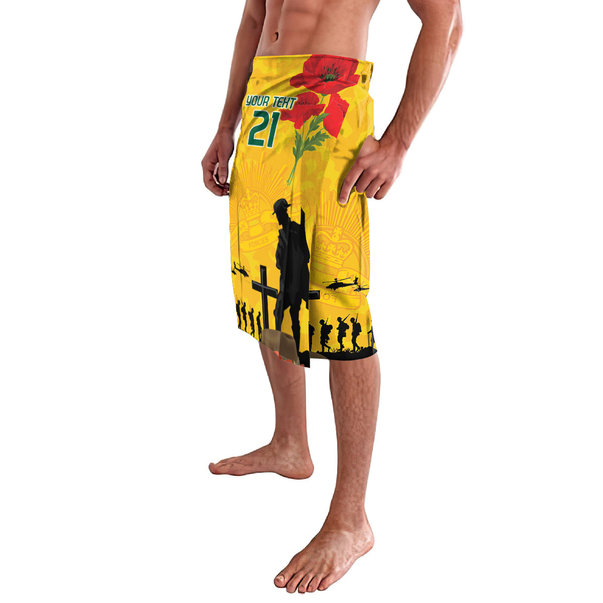 Australia Socceroos Soccer ANZAC Custom Lavalava Gallipoli Soldier With Camouflage Art