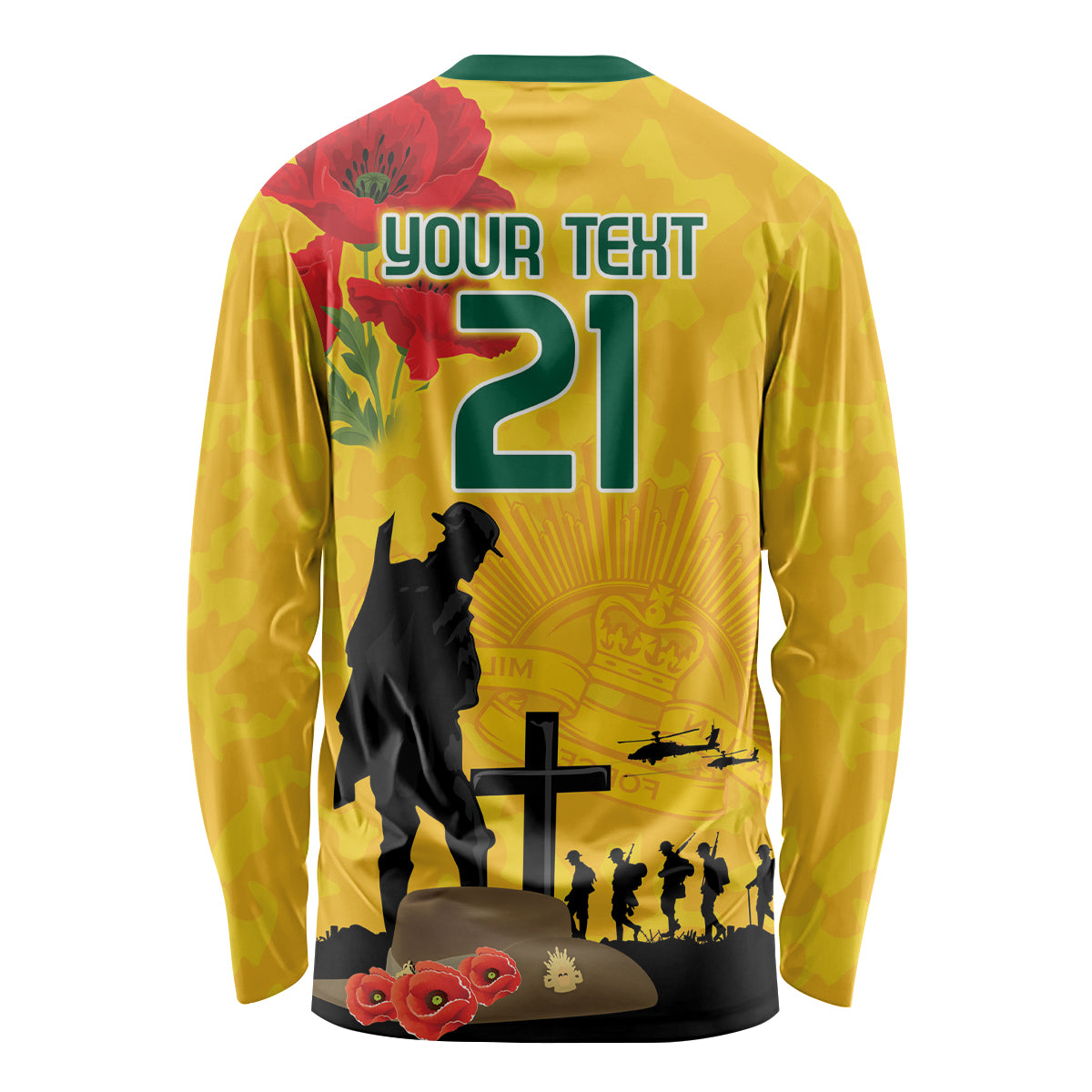 Australia Socceroos Soccer ANZAC Custom Long Sleeve Shirt Gallipoli Soldier With Camouflage Art - Vibe Hoodie Shop