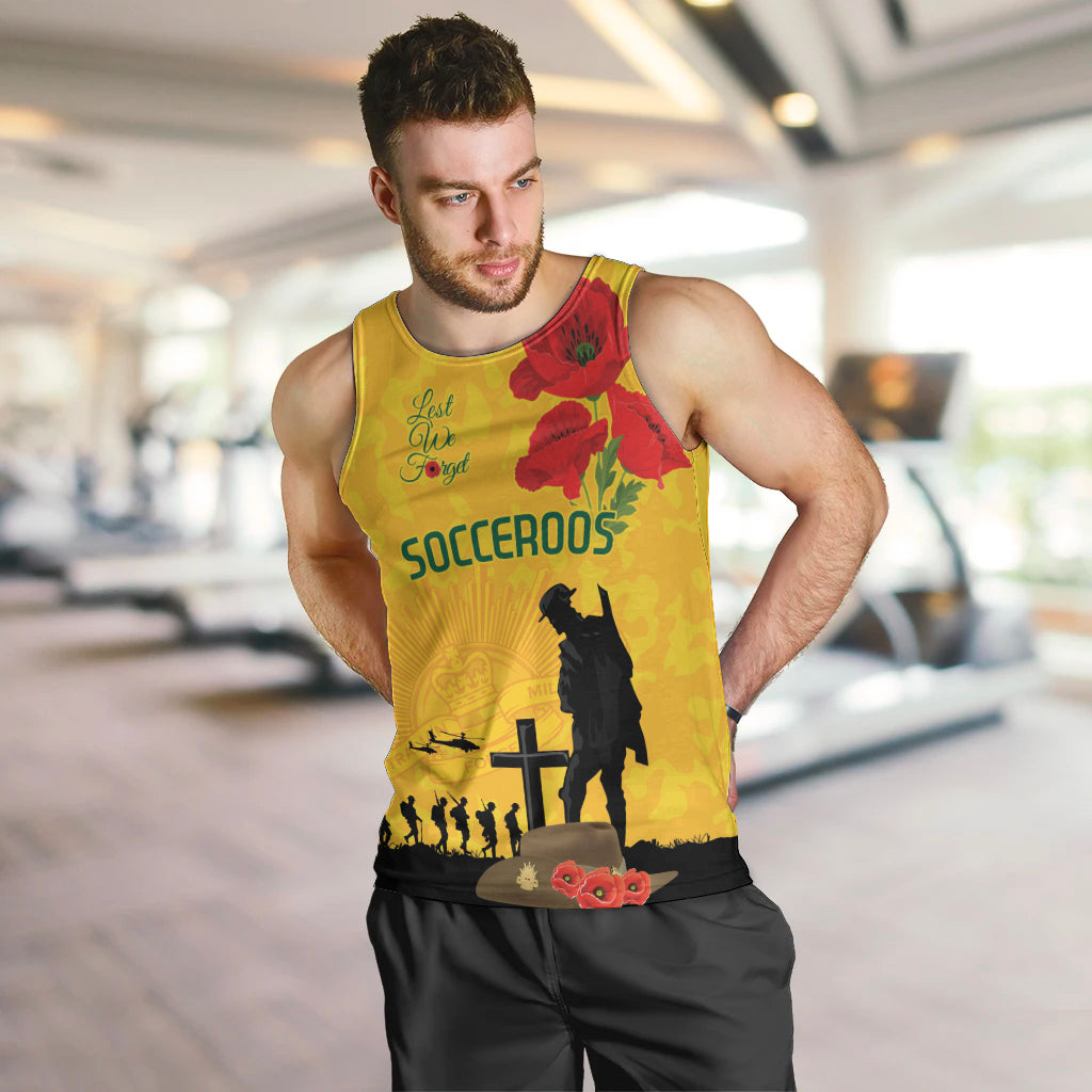 Australia Socceroos Soccer ANZAC Custom Men Tank Top Gallipoli Soldier With Camouflage Art - Vibe Hoodie Shop