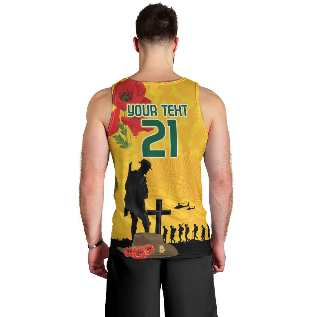 Australia Socceroos Soccer ANZAC Custom Men Tank Top Gallipoli Soldier With Camouflage Art - Vibe Hoodie Shop