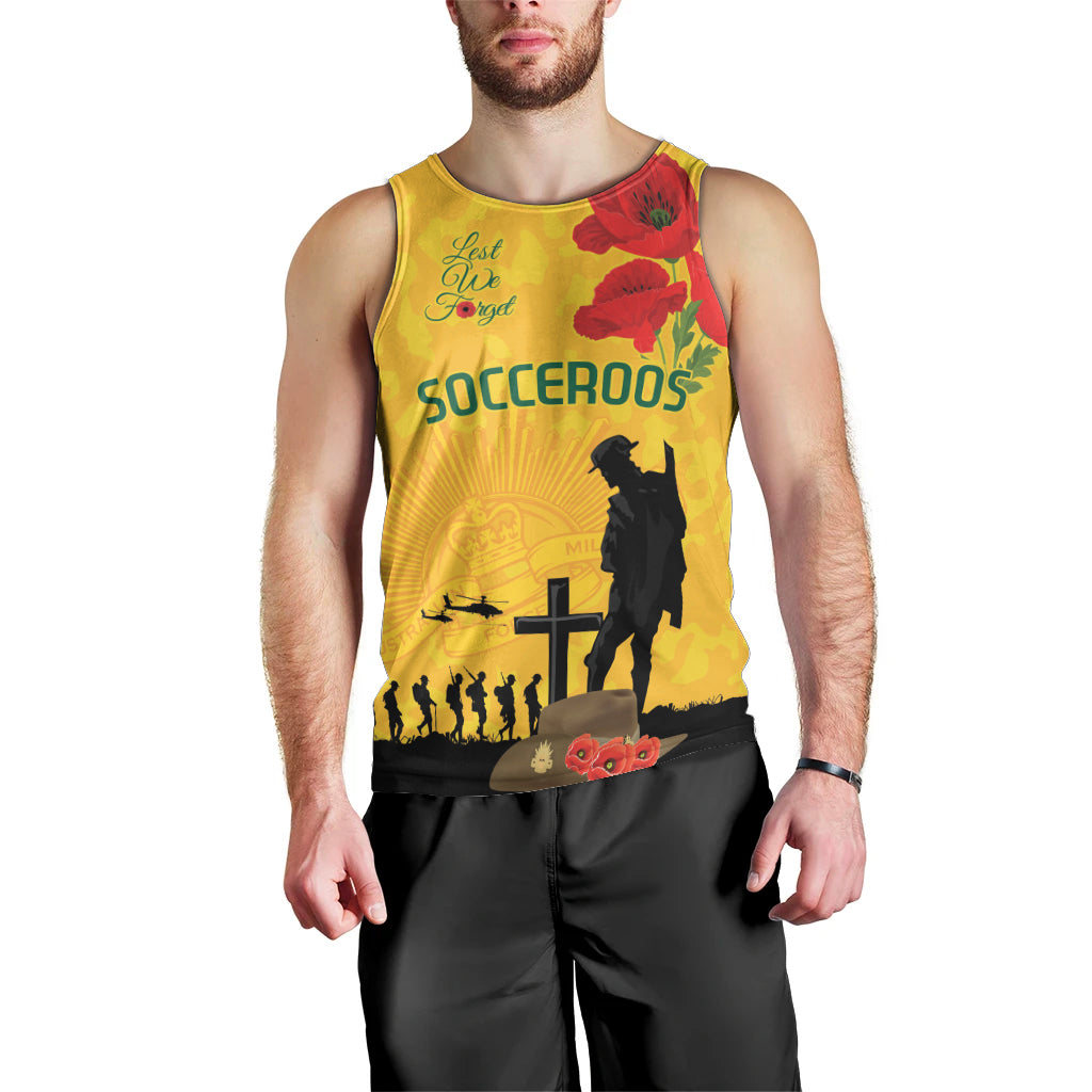 Australia Socceroos Soccer ANZAC Custom Men Tank Top Gallipoli Soldier With Camouflage Art - Vibe Hoodie Shop