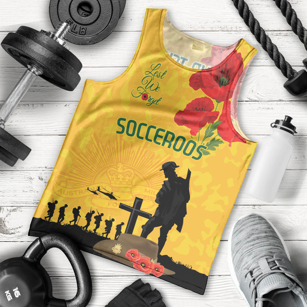 Australia Socceroos Soccer ANZAC Custom Men Tank Top Gallipoli Soldier With Camouflage Art - Vibe Hoodie Shop