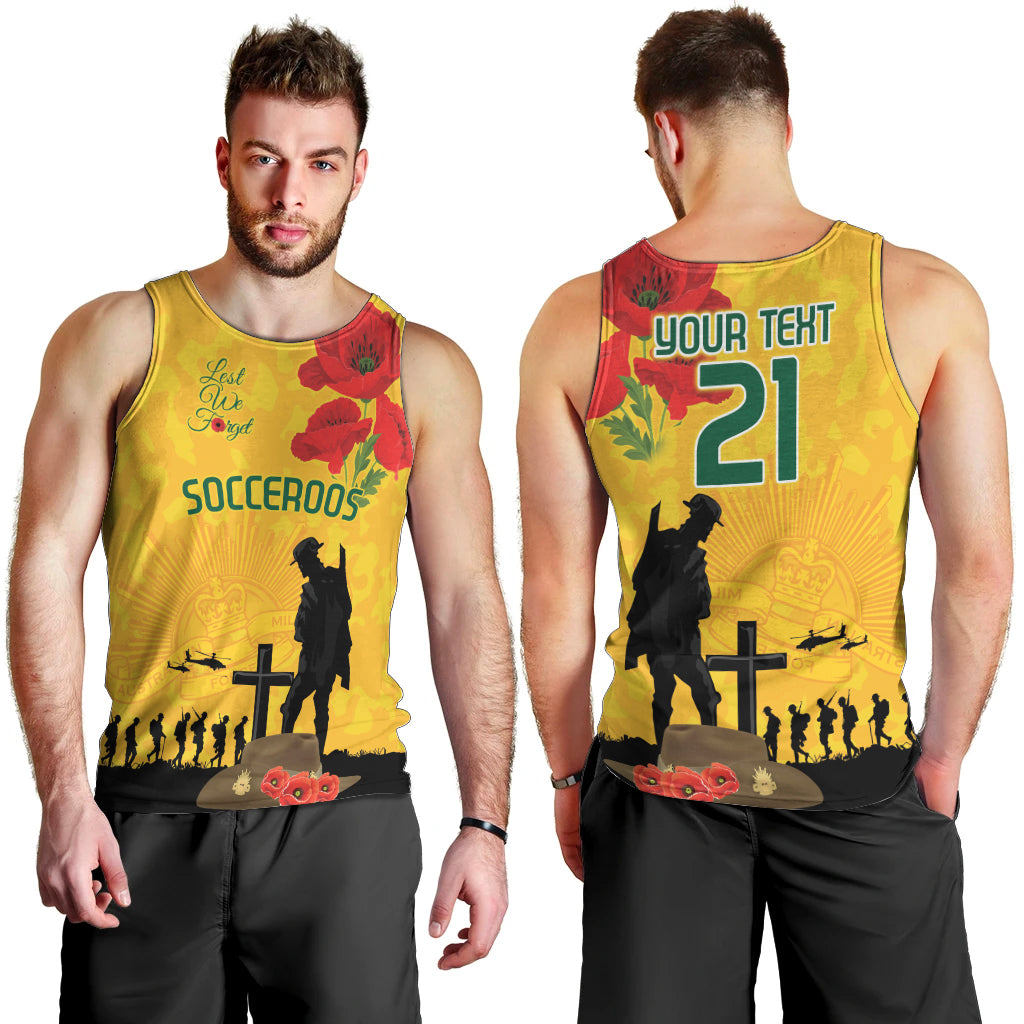 Australia Socceroos Soccer ANZAC Custom Men Tank Top Gallipoli Soldier With Camouflage Art - Vibe Hoodie Shop