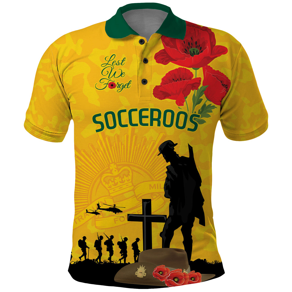 Australia Socceroos Soccer ANZAC Custom Polo Shirt Gallipoli Soldier With Camouflage Art LT9 - Vibe Hoodie Shop