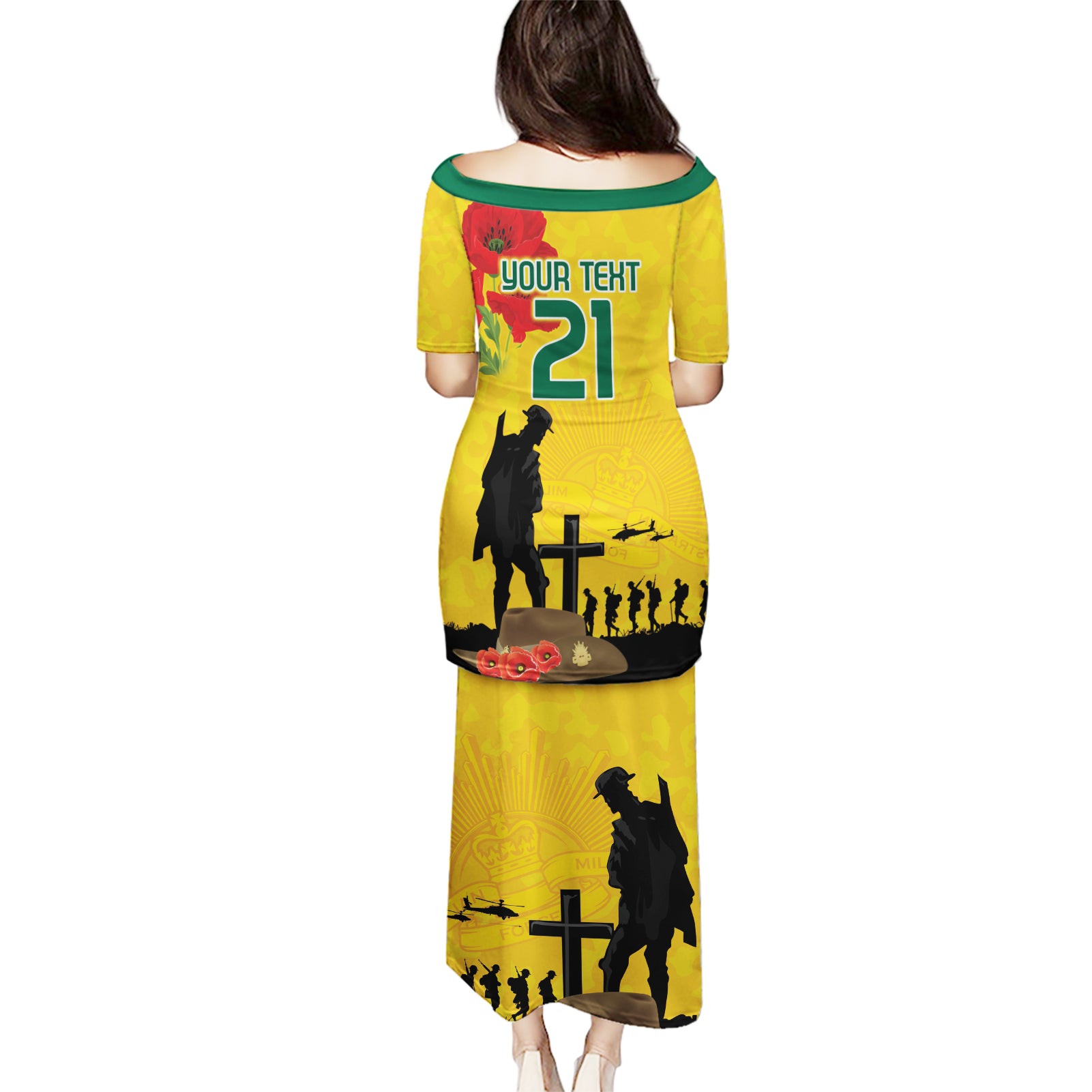 Australia Socceroos Soccer ANZAC Custom Puletasi Gallipoli Soldier With Camouflage Art