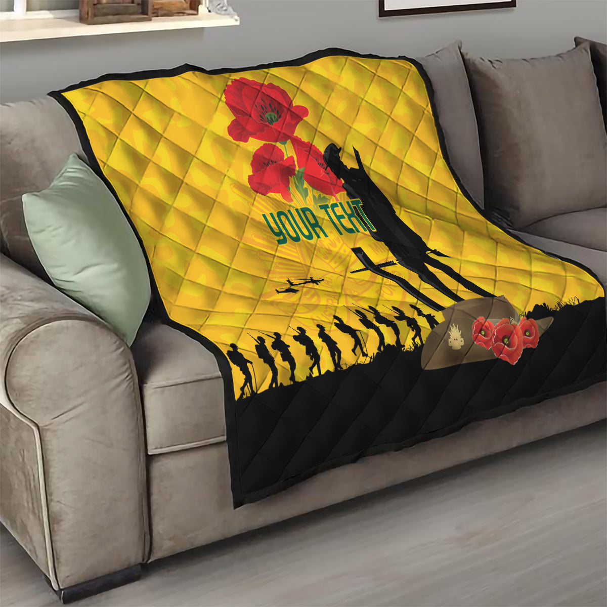 Australia Socceroos Soccer ANZAC Custom Quilt Gallipoli Soldier With Camouflage Art - Vibe Hoodie Shop