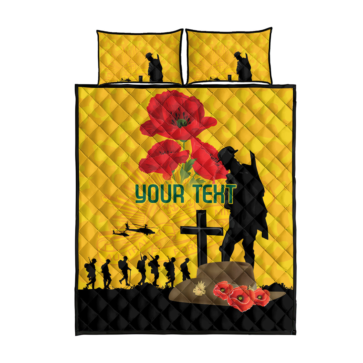 Australia Socceroos Soccer ANZAC Custom Quilt Bed Set Gallipoli Soldier With Camouflage Art - Vibe Hoodie Shop