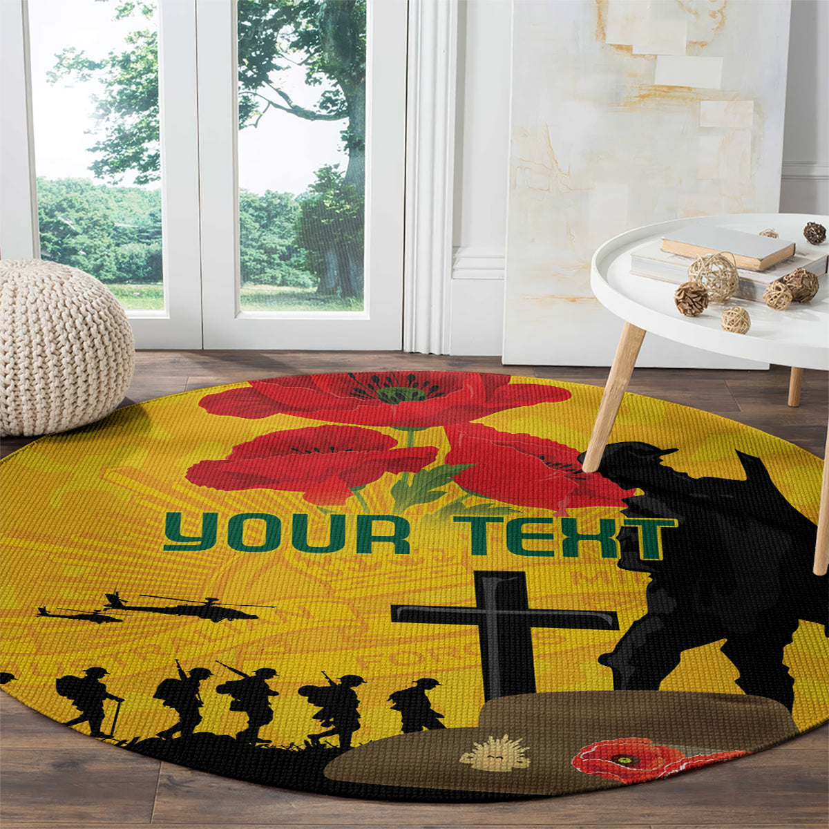 Australia Socceroos Soccer ANZAC Custom Round Carpet Gallipoli Soldier With Camouflage Art