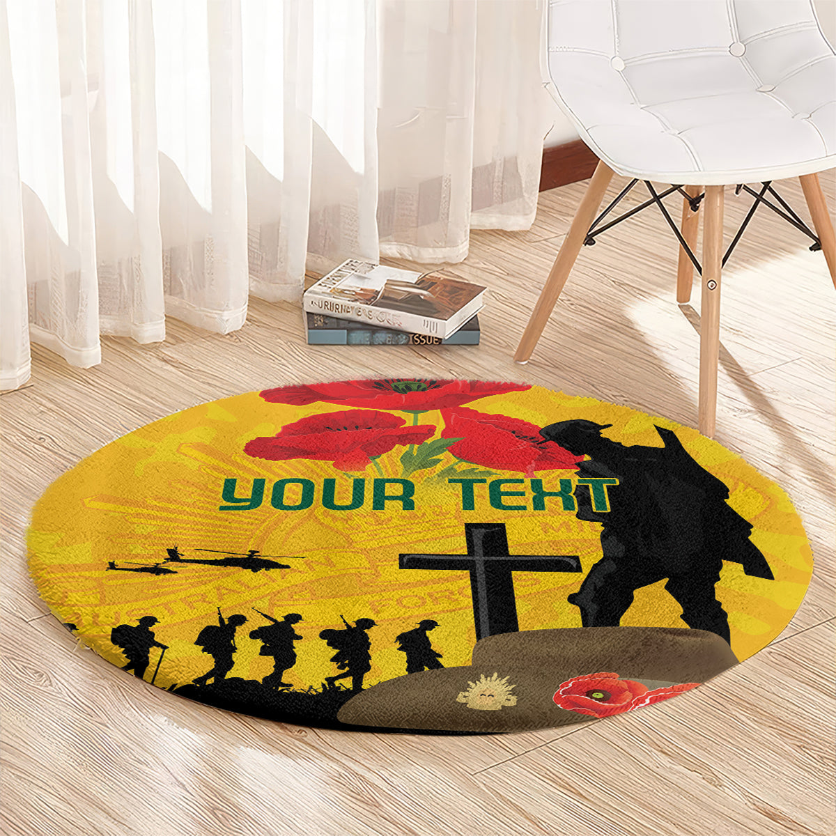 Australia Socceroos Soccer ANZAC Custom Round Carpet Gallipoli Soldier With Camouflage Art