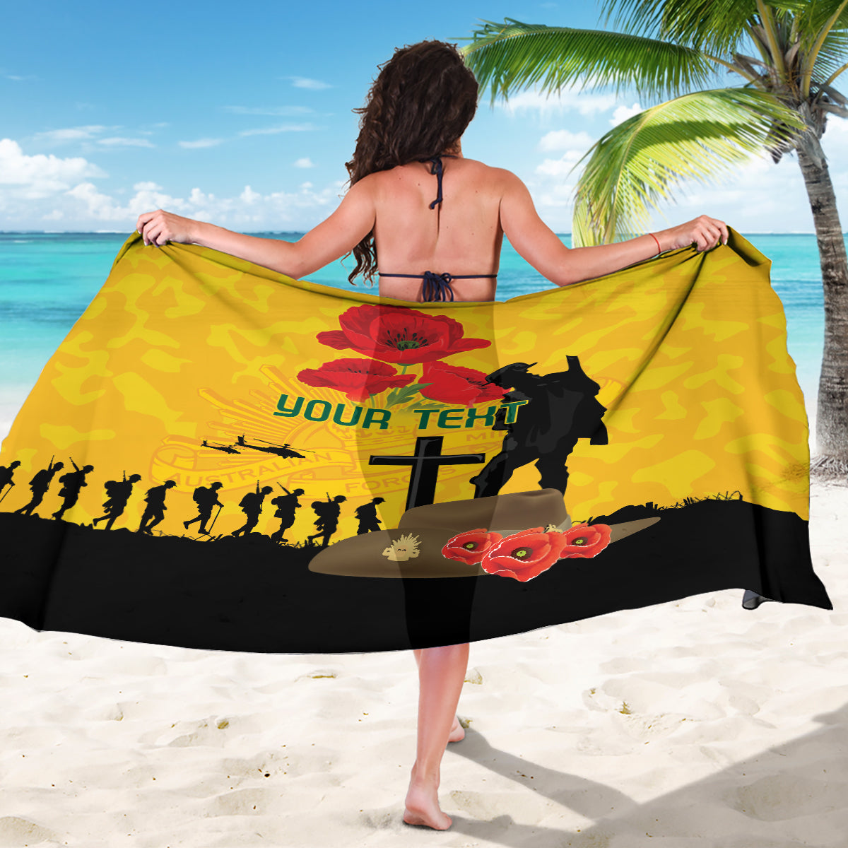 Australia Socceroos Soccer ANZAC Custom Sarong Gallipoli Soldier With Camouflage Art - Vibe Hoodie Shop