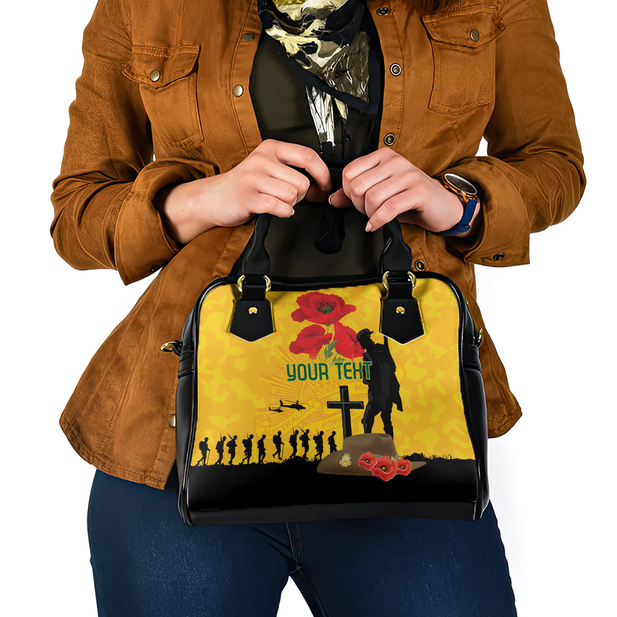 Australia Socceroos Soccer ANZAC Custom Shoulder Handbag Gallipoli Soldier With Camouflage Art - Vibe Hoodie Shop