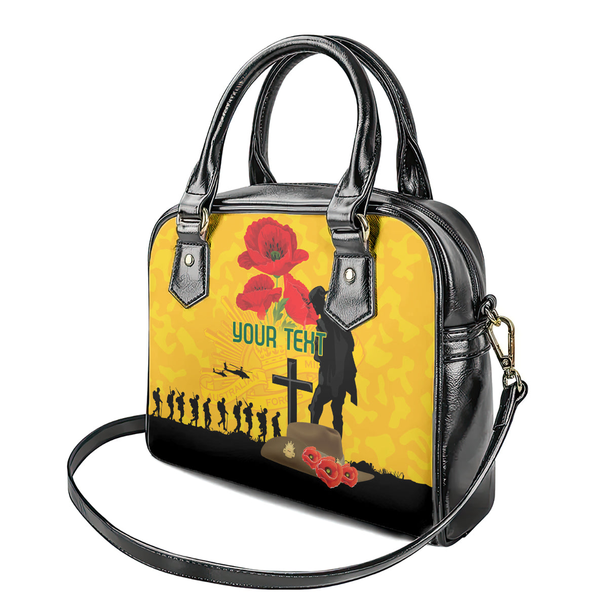Australia Socceroos Soccer ANZAC Custom Shoulder Handbag Gallipoli Soldier With Camouflage Art - Vibe Hoodie Shop