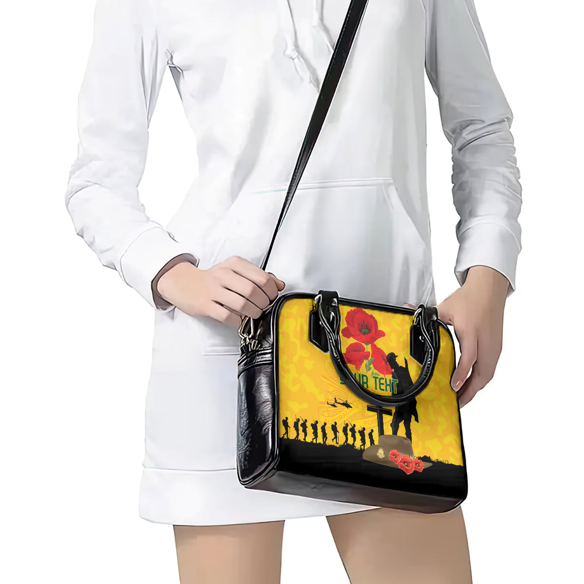 Australia Socceroos Soccer ANZAC Custom Shoulder Handbag Gallipoli Soldier With Camouflage Art - Vibe Hoodie Shop