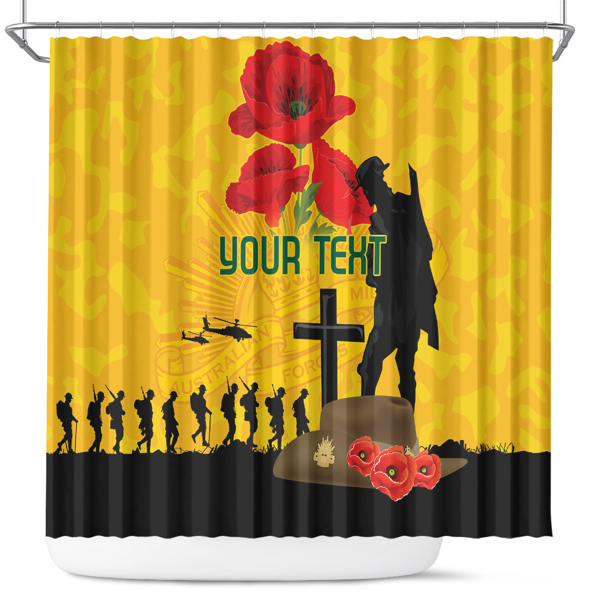 Australia Socceroos Soccer ANZAC Custom Shower Curtain Gallipoli Soldier With Camouflage Art