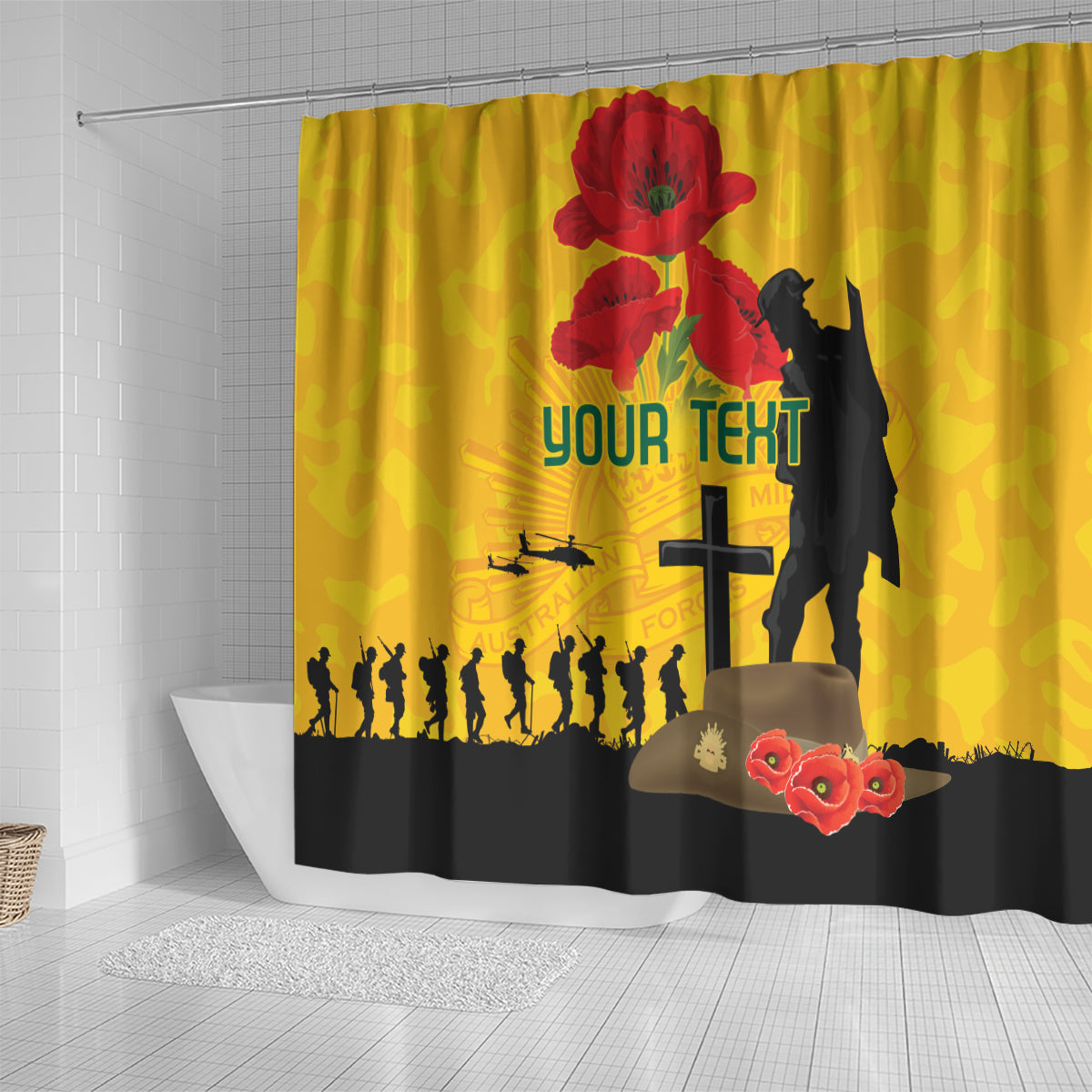 Australia Socceroos Soccer ANZAC Custom Shower Curtain Gallipoli Soldier With Camouflage Art