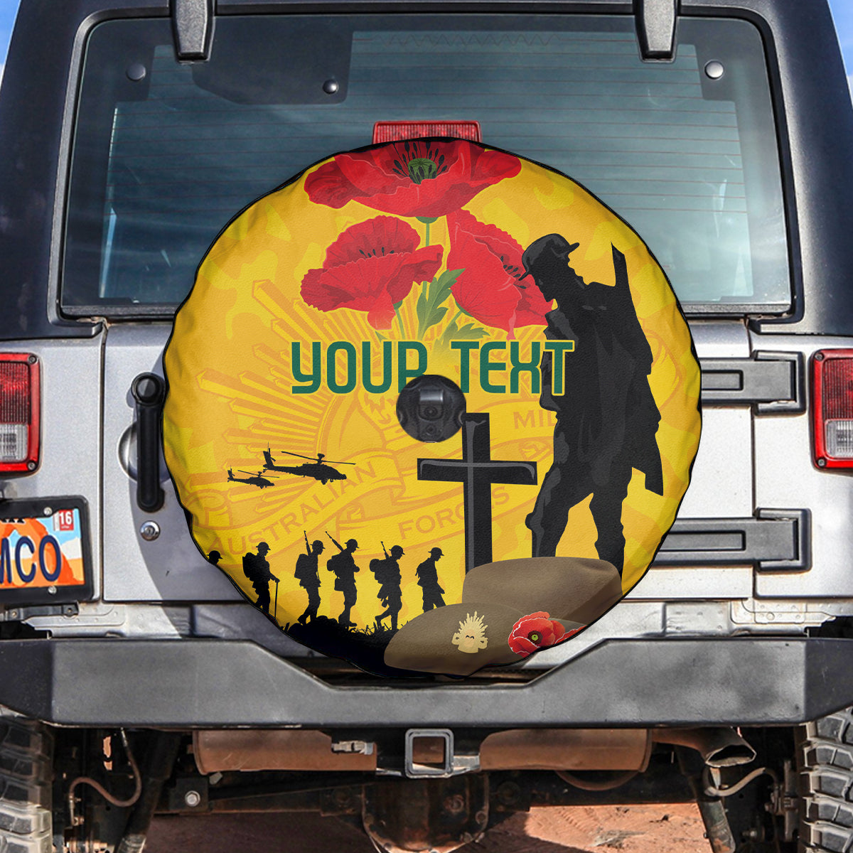 Australia Socceroos Soccer ANZAC Custom Spare Tire Cover Gallipoli Soldier With Camouflage Art - Vibe Hoodie Shop