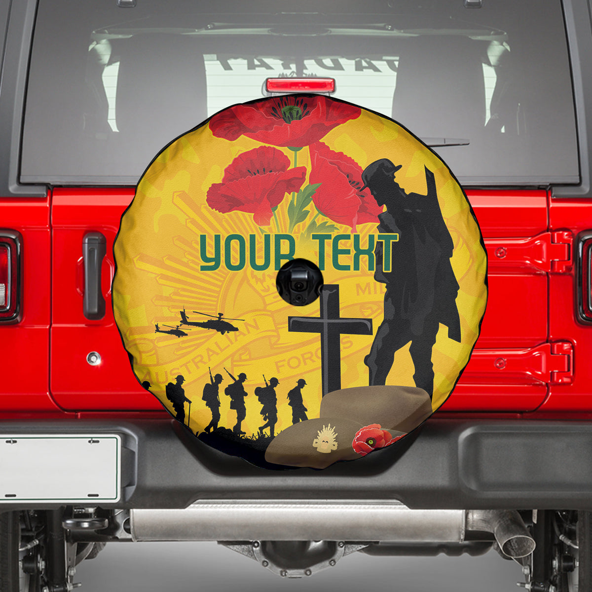 Australia Socceroos Soccer ANZAC Custom Spare Tire Cover Gallipoli Soldier With Camouflage Art - Vibe Hoodie Shop