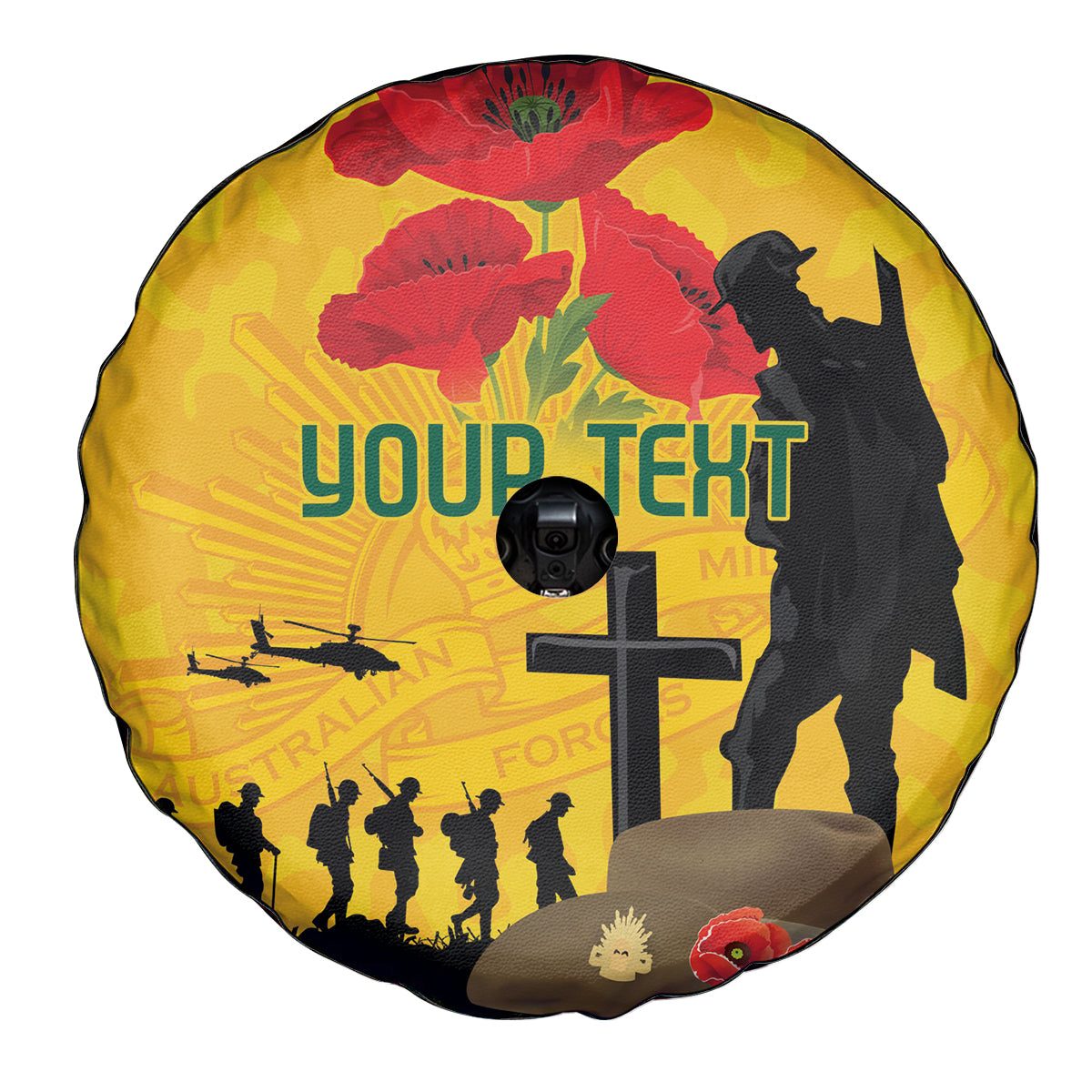 Australia Socceroos Soccer ANZAC Custom Spare Tire Cover Gallipoli Soldier With Camouflage Art - Vibe Hoodie Shop