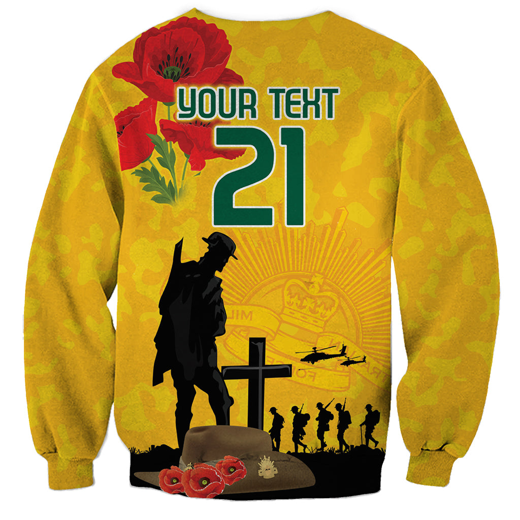 Australia Socceroos Soccer ANZAC Custom Sweatshirt Gallipoli Soldier With Camouflage Art - Vibe Hoodie Shop