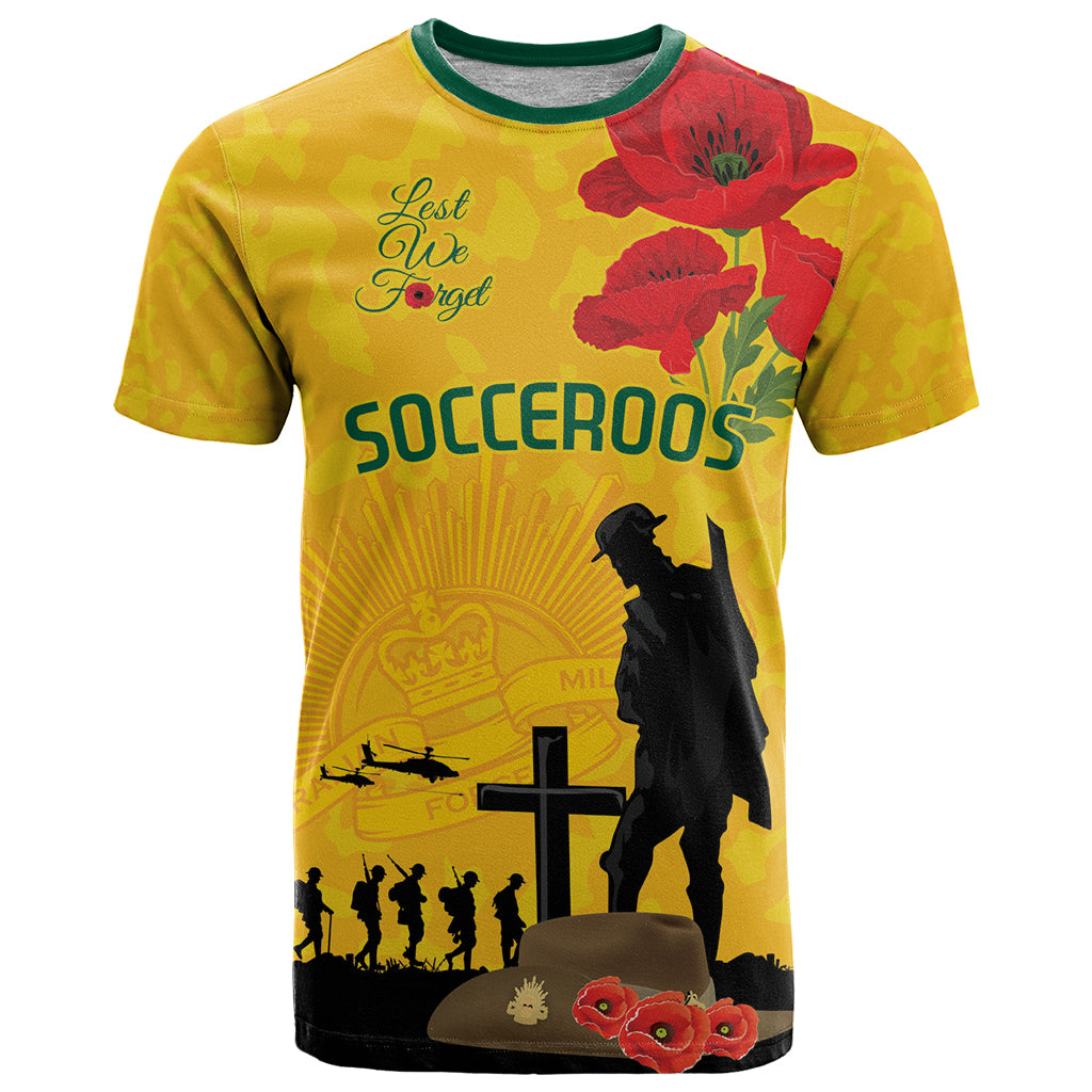 Australia Socceroos Soccer ANZAC Custom T Shirt Gallipoli Soldier With Camouflage Art LT9 - Vibe Hoodie Shop