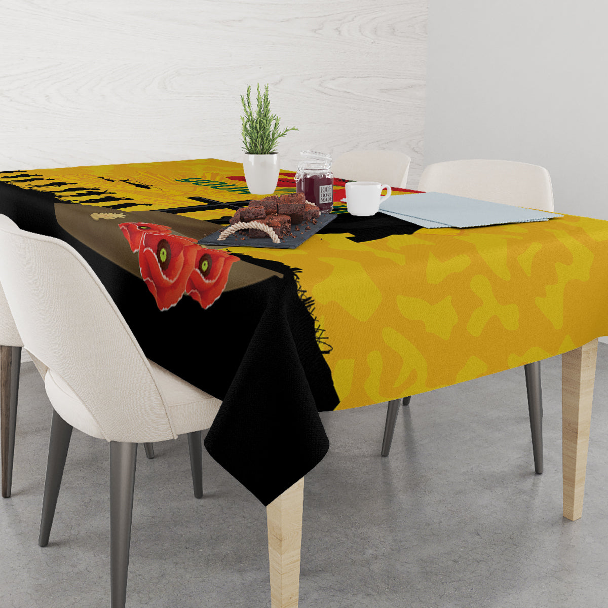 Australia Socceroos Soccer ANZAC Custom Tablecloth Gallipoli Soldier With Camouflage Art