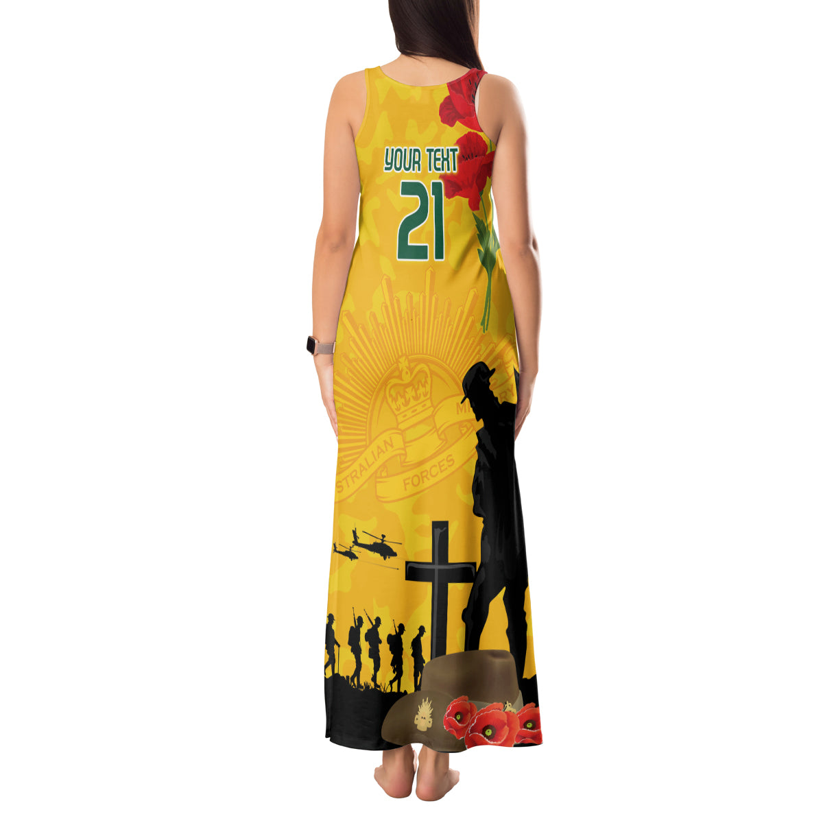 Australia Socceroos Soccer ANZAC Custom Tank Maxi Dress Gallipoli Soldier With Camouflage Art