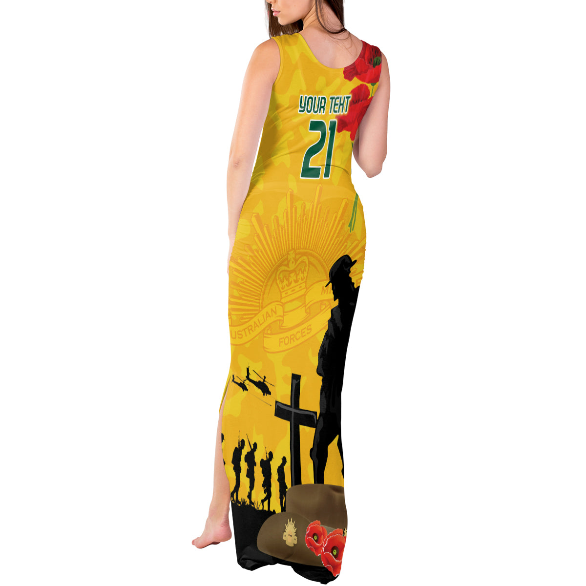 Australia Socceroos Soccer ANZAC Custom Tank Maxi Dress Gallipoli Soldier With Camouflage Art