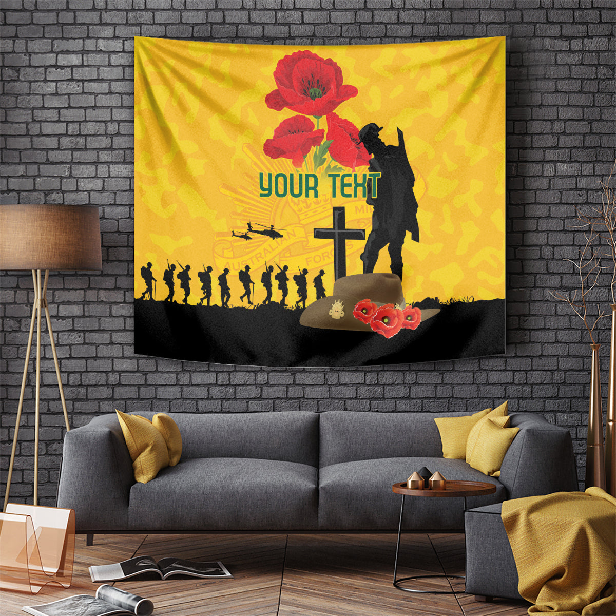 Australia Socceroos Soccer ANZAC Custom Tapestry Gallipoli Soldier With Camouflage Art - Vibe Hoodie Shop