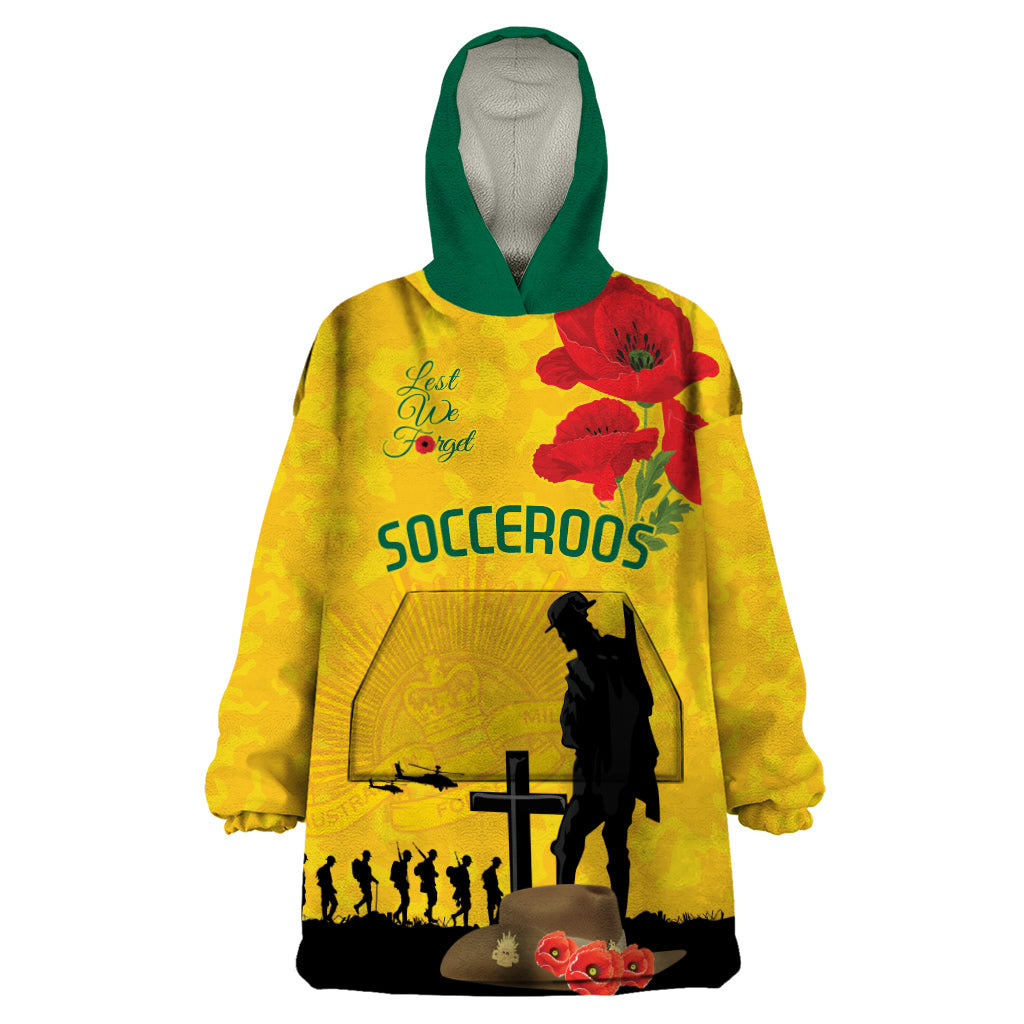 Australia Socceroos Soccer ANZAC Custom Wearable Blanket Hoodie Gallipoli Soldier With Camouflage Art - Vibe Hoodie Shop